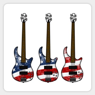 Bass Guitar USA Flag Bassist Musician 4th July Sticker